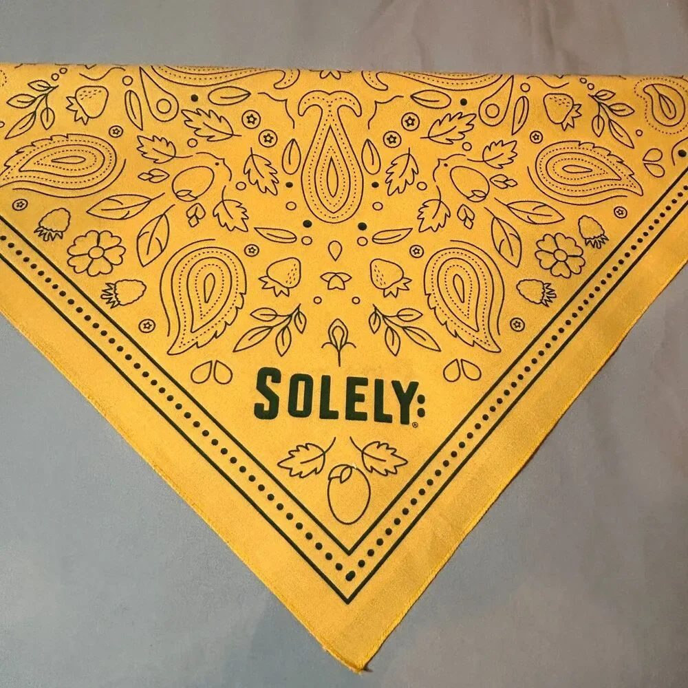 SOLELY Golden Yellow Fruit Print Bandana 21.5